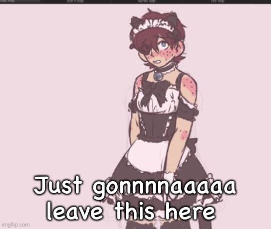 Maid Carl | Just gonnnnaaaaa leave this here | image tagged in maid carl | made w/ Imgflip meme maker