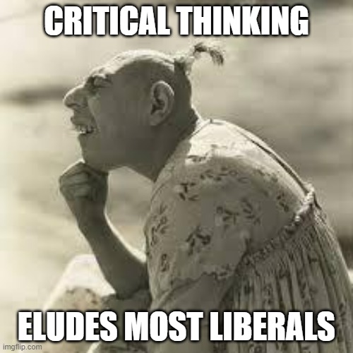 Typical Dim-o-crat | CRITICAL THINKING; ELUDES MOST LIBERALS | image tagged in pinhead thinker,democrats,liberals,critical thinking,unamerican | made w/ Imgflip meme maker