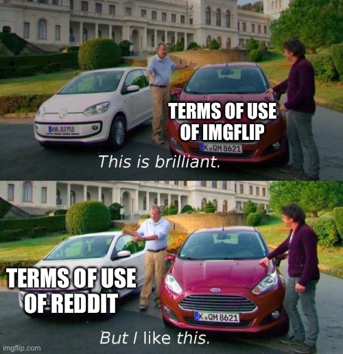 This Is Brilliant But I Like This | TERMS OF USE
OF IMGFLIP TERMS OF USE
OF REDDIT | image tagged in this is brilliant but i like this | made w/ Imgflip meme maker