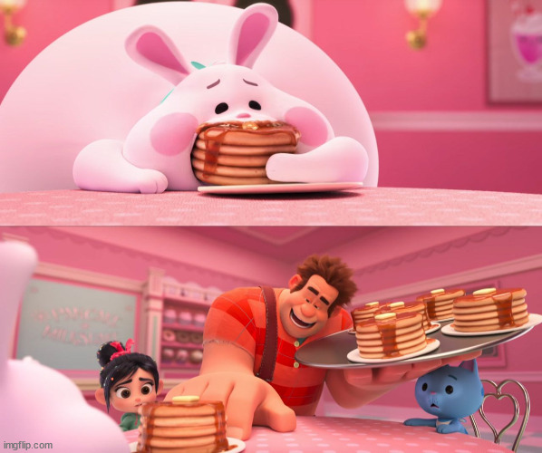Wreck it Ralph Bunny Pancake | image tagged in wreck it ralph bunny pancake | made w/ Imgflip meme maker