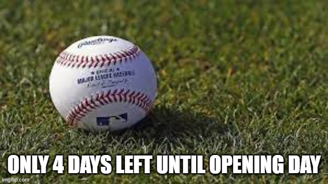 Baseball Generic | ONLY 4 DAYS LEFT UNTIL OPENING DAY | image tagged in baseball | made w/ Imgflip meme maker