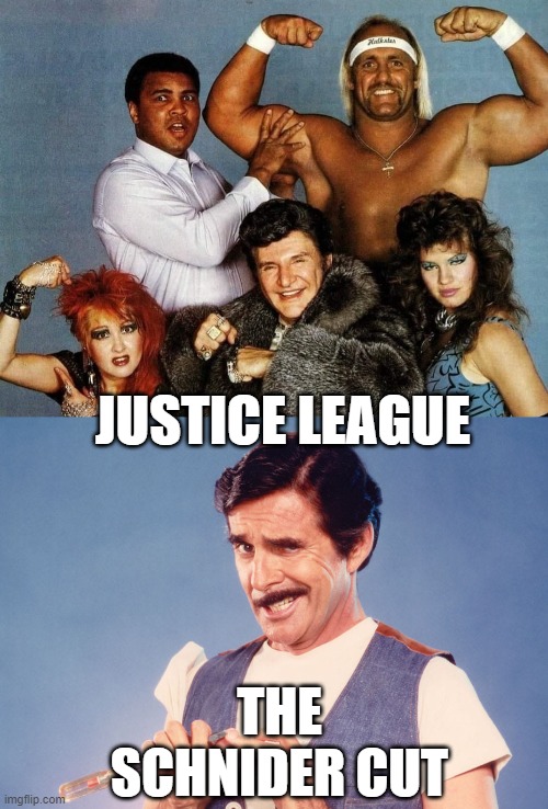 If it was made in the 80's... | JUSTICE LEAGUE; THE
SCHNIDER CUT | image tagged in justice league,zack snyder,dc comics,funny memes | made w/ Imgflip meme maker