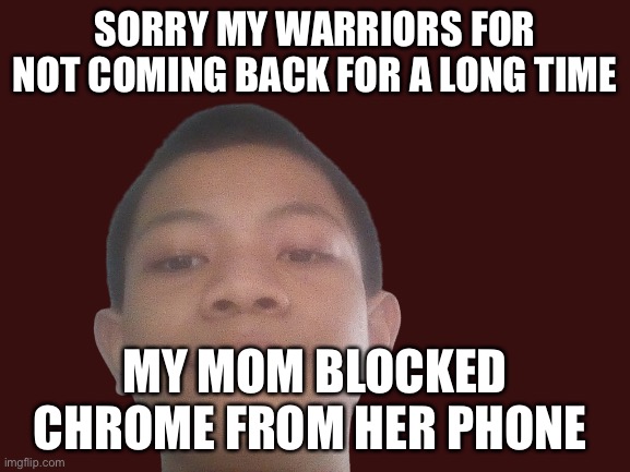 i made this on my moms ipad | SORRY MY WARRIORS FOR NOT COMING BACK FOR A LONG TIME; MY MOM BLOCKED CHROME FROM HER PHONE | image tagged in akifhaziq head | made w/ Imgflip meme maker