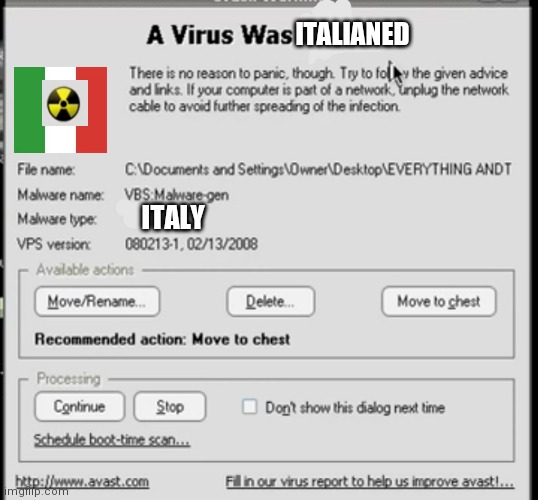 A virus was decteded | ITALIANED; ITALY | image tagged in a virus was decteded,italy,italy virus,virus,fun | made w/ Imgflip meme maker