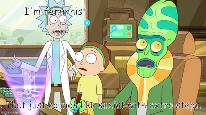 that just sounds like... | I'm feminnist; That just sounds like sexist with extra steps! | image tagged in that just sounds like with extra steps | made w/ Imgflip meme maker