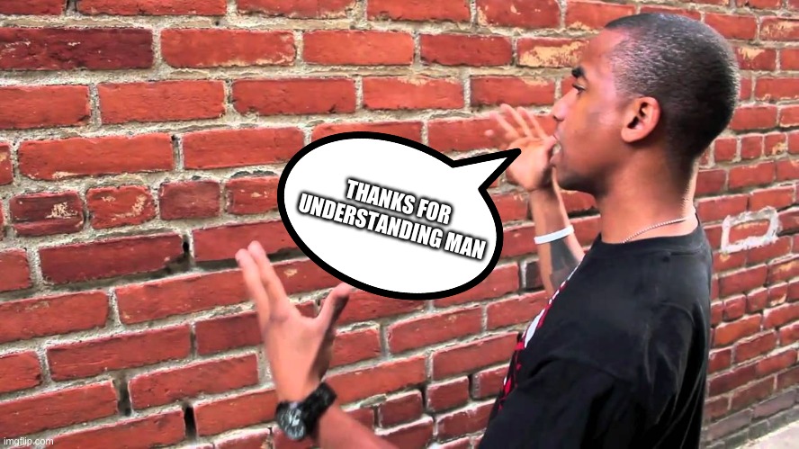 Talking to wall | THANKS FOR UNDERSTANDING MAN | image tagged in talking to wall | made w/ Imgflip meme maker
