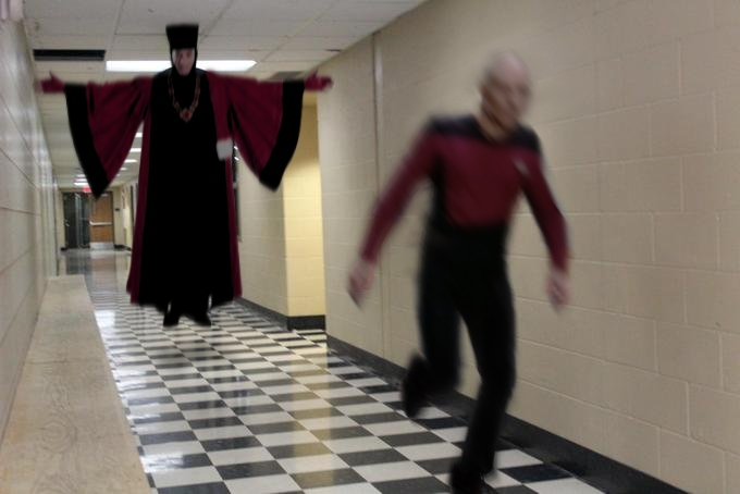 Picard running from Q Blank Meme Template