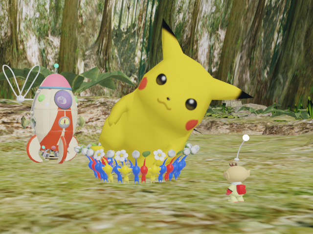 Pikmin carrying Pikachu Blank Meme Template