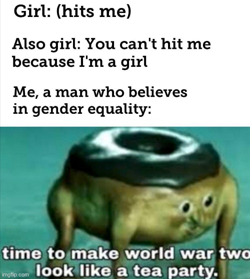 true | image tagged in gender equality,time to make world war 2 look like a tea party | made w/ Imgflip meme maker