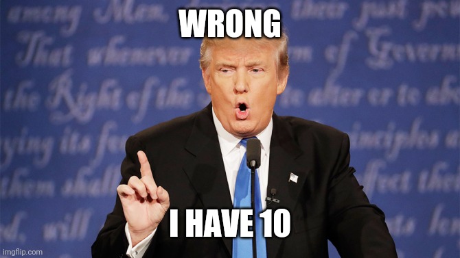 Donald Trump Wrong | WRONG I HAVE 10 | image tagged in donald trump wrong | made w/ Imgflip meme maker