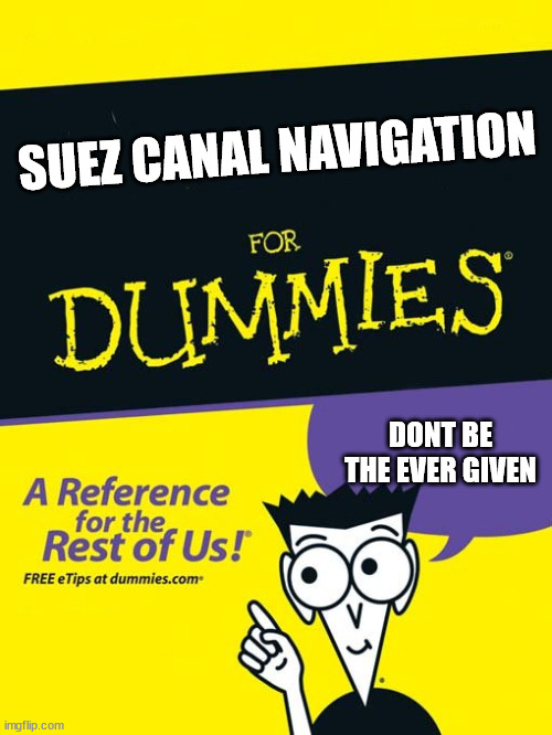 Suez Canal | SUEZ CANAL NAVIGATION; DONT BE THE EVER GIVEN | image tagged in for dummies book | made w/ Imgflip meme maker