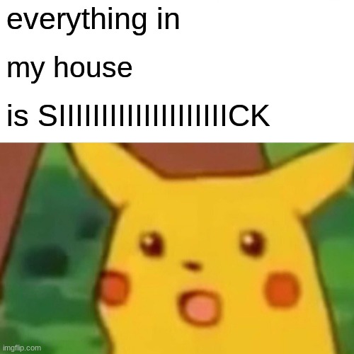 Surprised Pikachu | everything in; my house; is SIIIIIIIIIIIIIIIIIIIICK | image tagged in memes,surprised pikachu | made w/ Imgflip meme maker