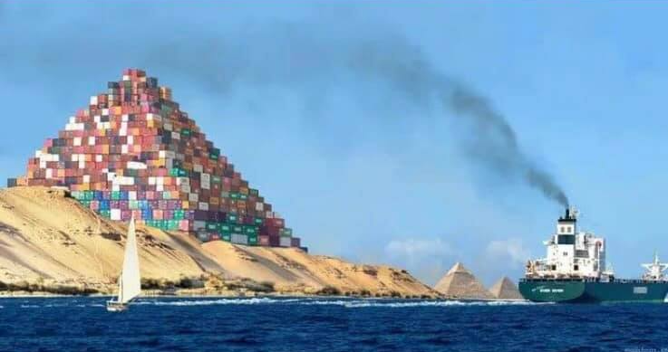 High Quality Container pyramid Suez Canal Blank Meme Template