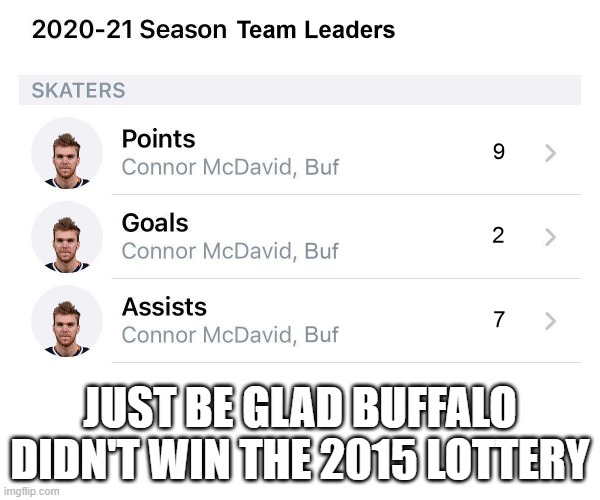 Connor McJesus | JUST BE GLAD BUFFALO DIDN'T WIN THE 2015 LOTTERY | image tagged in hockey,ice hockey | made w/ Imgflip meme maker
