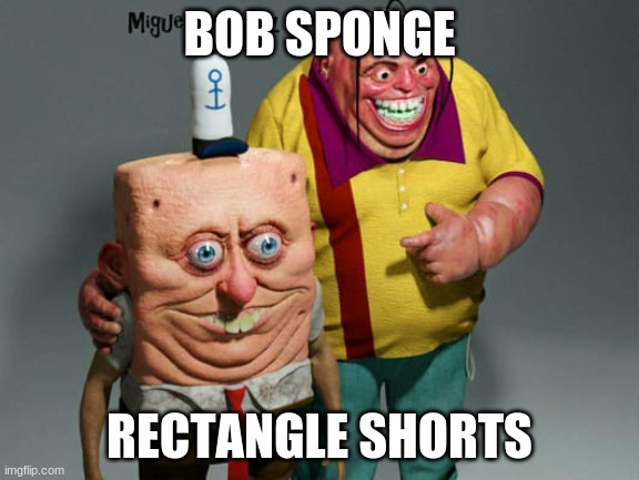 BOB SPONGE; RECTANGLE SHORTS | image tagged in what the fuck did you just bring upon this cursed land | made w/ Imgflip meme maker