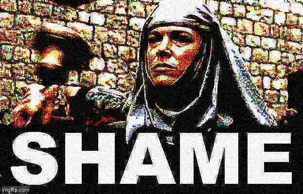 SHAME bell - Game of Thrones deep fried 1 Blank Meme Template