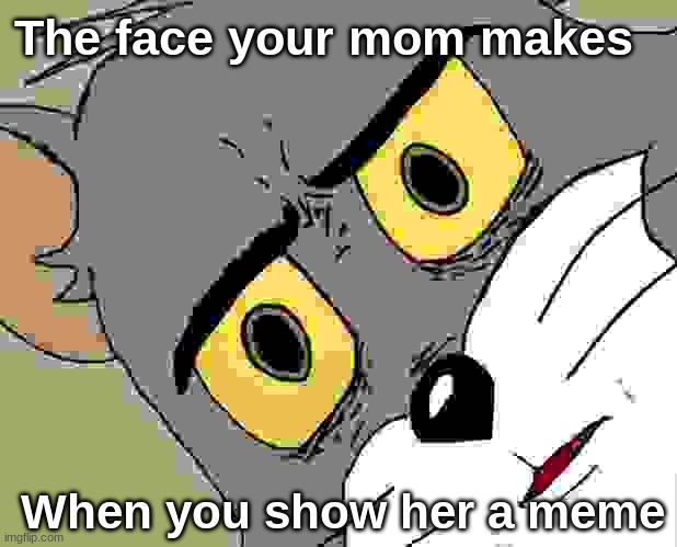 Unsettled Tom | The face your mom makes; When you show her a meme | image tagged in memes,unsettled tom | made w/ Imgflip meme maker