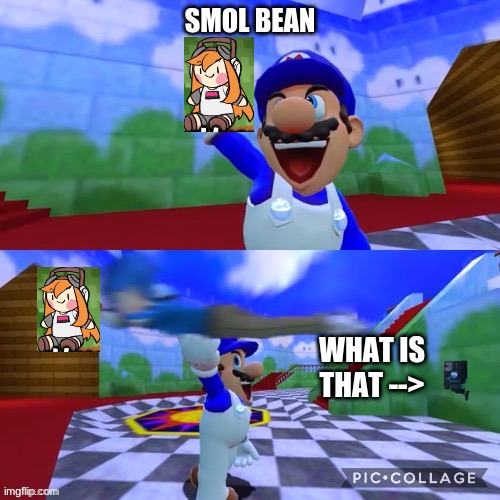 tari jump meme smol bean version | SMOL BEAN; WHAT IS THAT --> | image tagged in tari jump meme smol bean version | made w/ Imgflip meme maker
