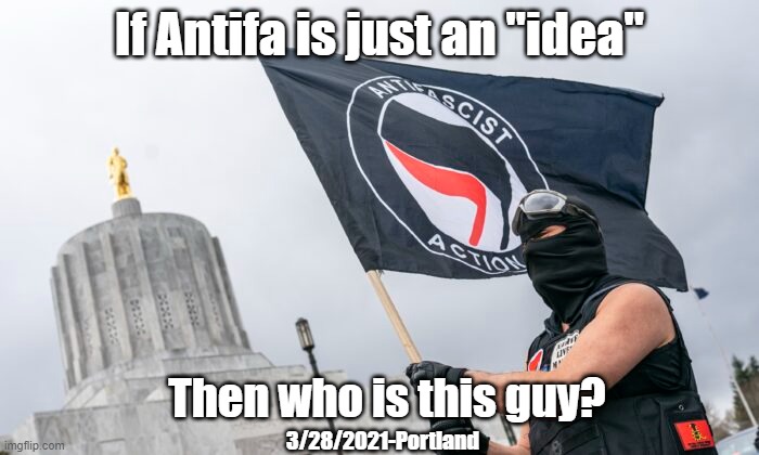 Portland 3/28/21 | If Antifa is just an "idea"; 3/28/2021-Portland; Then who is this guy? | image tagged in idea,portland,antifa | made w/ Imgflip meme maker
