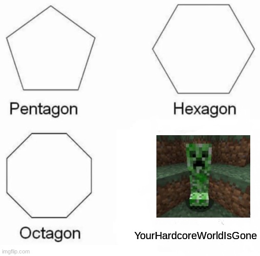 hehe XD | YourHardcoreWorldIsGone | image tagged in memes,pentagon hexagon octagon,hardcore minecraft,lols,hahahah,xd | made w/ Imgflip meme maker