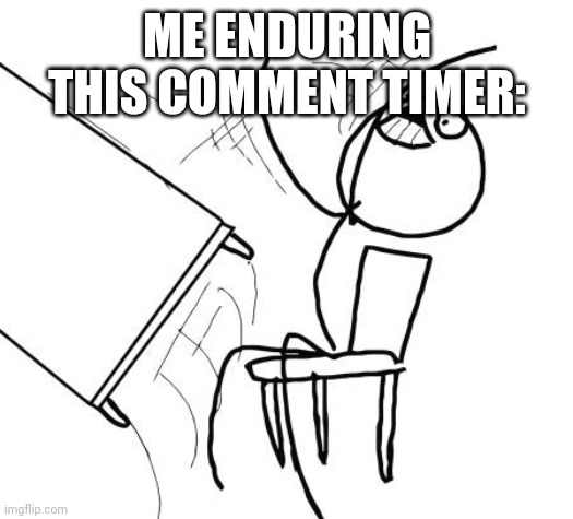 Table Flip Guy Meme | ME ENDURING THIS COMMENT TIMER: | image tagged in memes,table flip guy | made w/ Imgflip meme maker