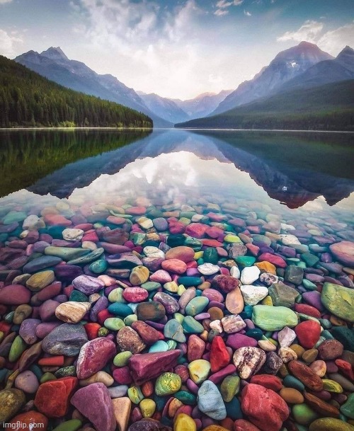 Rainbow of rocks- Lake McDonald, Montana | image tagged in colorful,rocks,lake,beautiful nature | made w/ Imgflip meme maker
