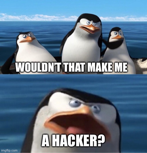 Wouldn't that make you | WOULDN’T THAT MAKE ME A HACKER? | image tagged in wouldn't that make you | made w/ Imgflip meme maker