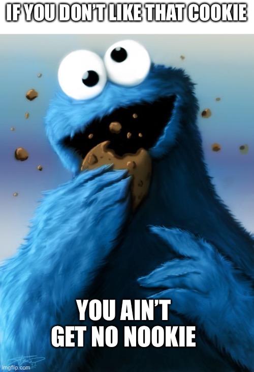 No cookie, no nookie | IF YOU DON’T LIKE THAT COOKIE; YOU AIN’T GET NO NOOKIE | image tagged in funny | made w/ Imgflip meme maker