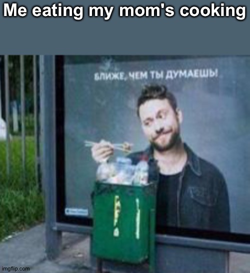 Me eating my mom's cooking | image tagged in funny | made w/ Imgflip meme maker