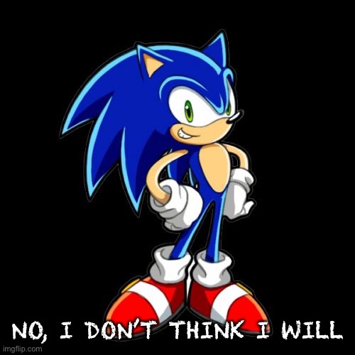 You're Too Slow Sonic Meme | NO, I DON’T THINK I WILL | image tagged in memes,you're too slow sonic | made w/ Imgflip meme maker