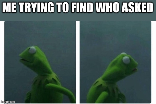 Kermit looking | ME TRYING TO FIND WHO ASKED | image tagged in kermit looking | made w/ Imgflip meme maker