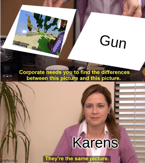 GeGe | Gun; Karens | image tagged in memes,they're the same picture | made w/ Imgflip meme maker