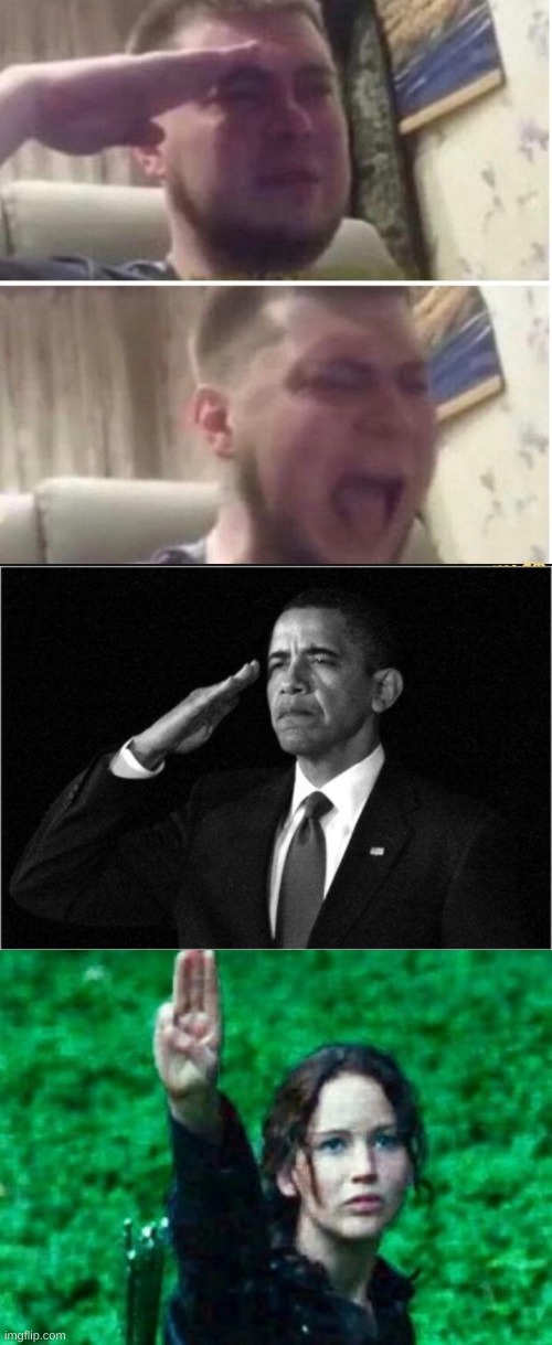image tagged in crying salute,obama-salute,katniss salute | made w/ Imgflip meme maker