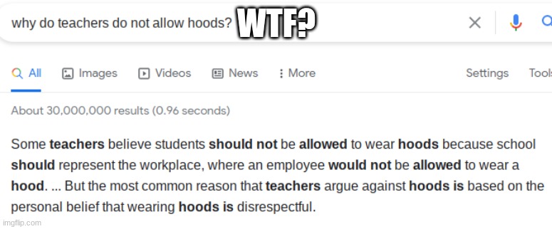 Hoods in school explained | WTF? | image tagged in memes | made w/ Imgflip meme maker