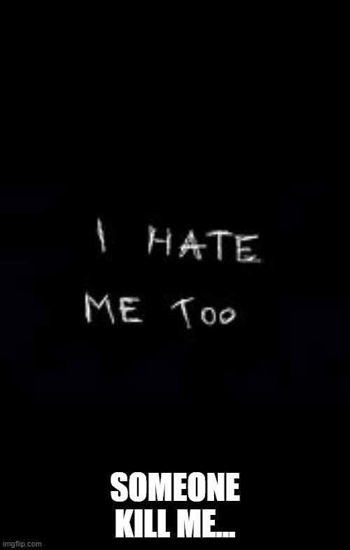 I hate me too | SOMEONE KILL ME... | image tagged in i hate me too | made w/ Imgflip meme maker