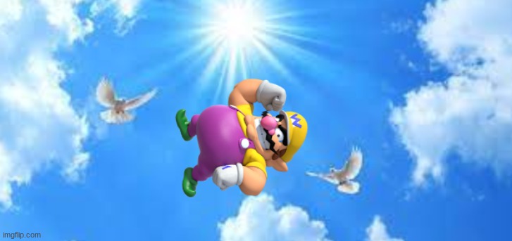 wario dies after falling from heaven.mp3 | image tagged in wario,wario dies | made w/ Imgflip meme maker