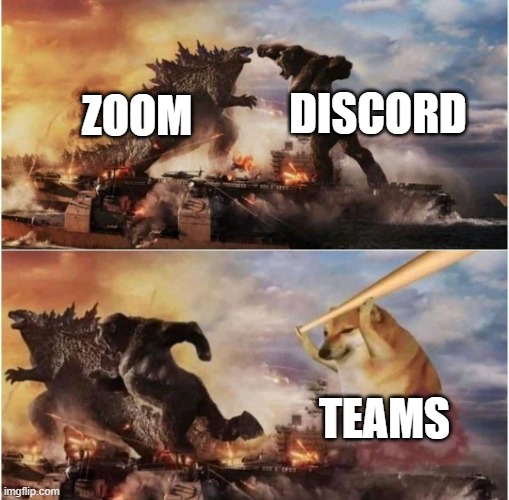 Kong Godzilla Doge | DISCORD; ZOOM; TEAMS | image tagged in kong godzilla doge | made w/ Imgflip meme maker