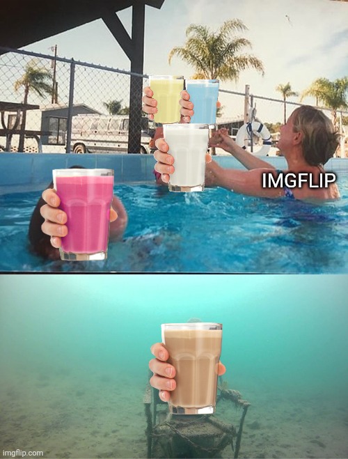 Milk | IMGFLIP | image tagged in mother ignoring kid drowning in a pool,milk | made w/ Imgflip meme maker