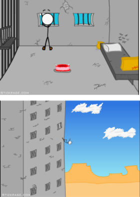 High Quality Henry Stickmin falling from prison Blank Meme Template