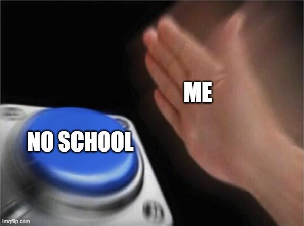 Blank Nut Button Meme | ME; NO SCHOOL | image tagged in memes,blank nut button | made w/ Imgflip meme maker