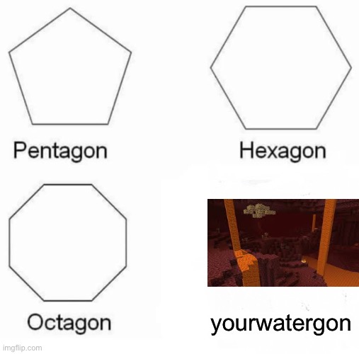 when you have no haybales or boats or the vines | yourwatergon | image tagged in memes,pentagon hexagon octagon | made w/ Imgflip meme maker
