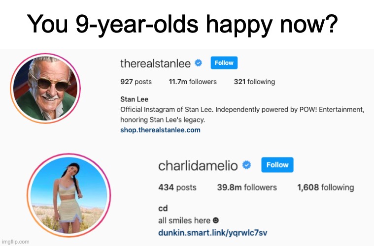 This is truly sad :( | You 9-year-olds happy now? | image tagged in stupid,stan lee,tiktok sucks | made w/ Imgflip meme maker