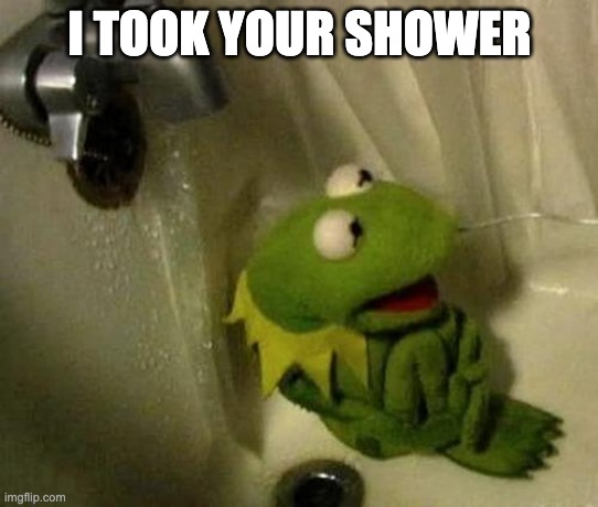Kermit on Shower | I TOOK YOUR SHOWER | image tagged in kermit on shower | made w/ Imgflip meme maker