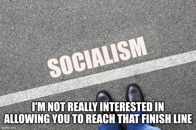 SOCIALISM I'M NOT REALLY INTERESTED IN ALLOWING YOU TO REACH THAT FINISH LINE | made w/ Imgflip meme maker