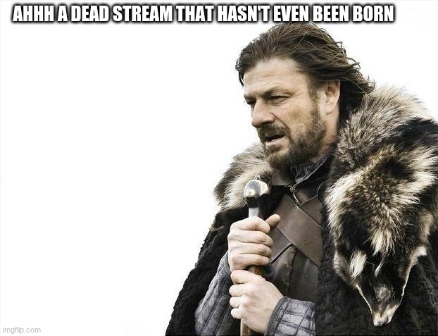 Brace Yourselves X is Coming |  AHHH A DEAD STREAM THAT HASN'T EVEN BEEN BORN | image tagged in memes,brace yourselves x is coming | made w/ Imgflip meme maker