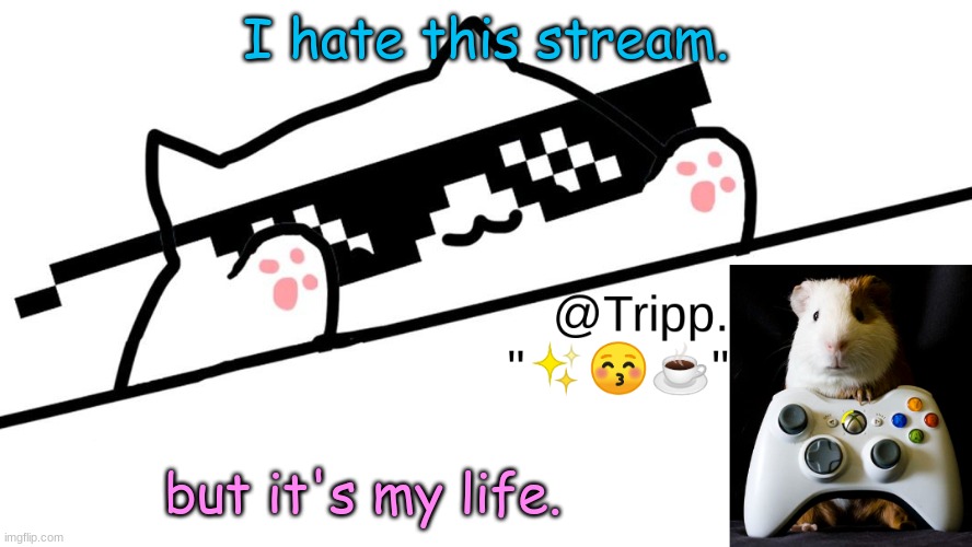 "don't kill yourself now" -my conscious | I hate this stream. but it's my life. | image tagged in tripp 's very awesome temp d | made w/ Imgflip meme maker