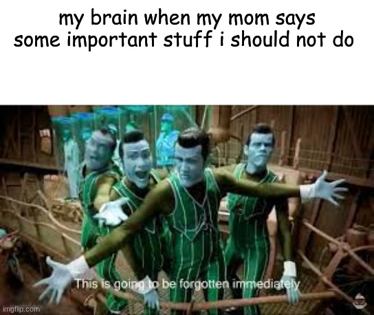 my brain when my mom says some important stuff i should not do | image tagged in funny | made w/ Imgflip meme maker