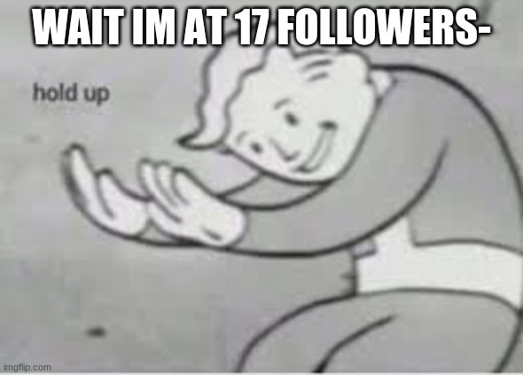 HUH- | WAIT IM AT 17 FOLLOWERS- | image tagged in hol up | made w/ Imgflip meme maker