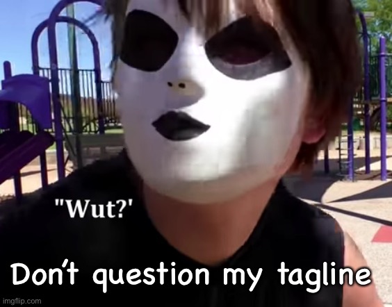 MASKY CONFUESED | Don’t question my tagline | image tagged in masky confuesed | made w/ Imgflip meme maker