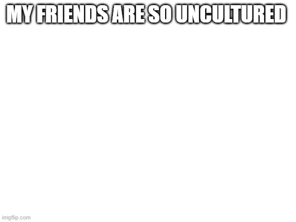 they don'tunderstand my memes *big sad* | MY FRIENDS ARE SO UNCULTURED | image tagged in blank white template | made w/ Imgflip meme maker